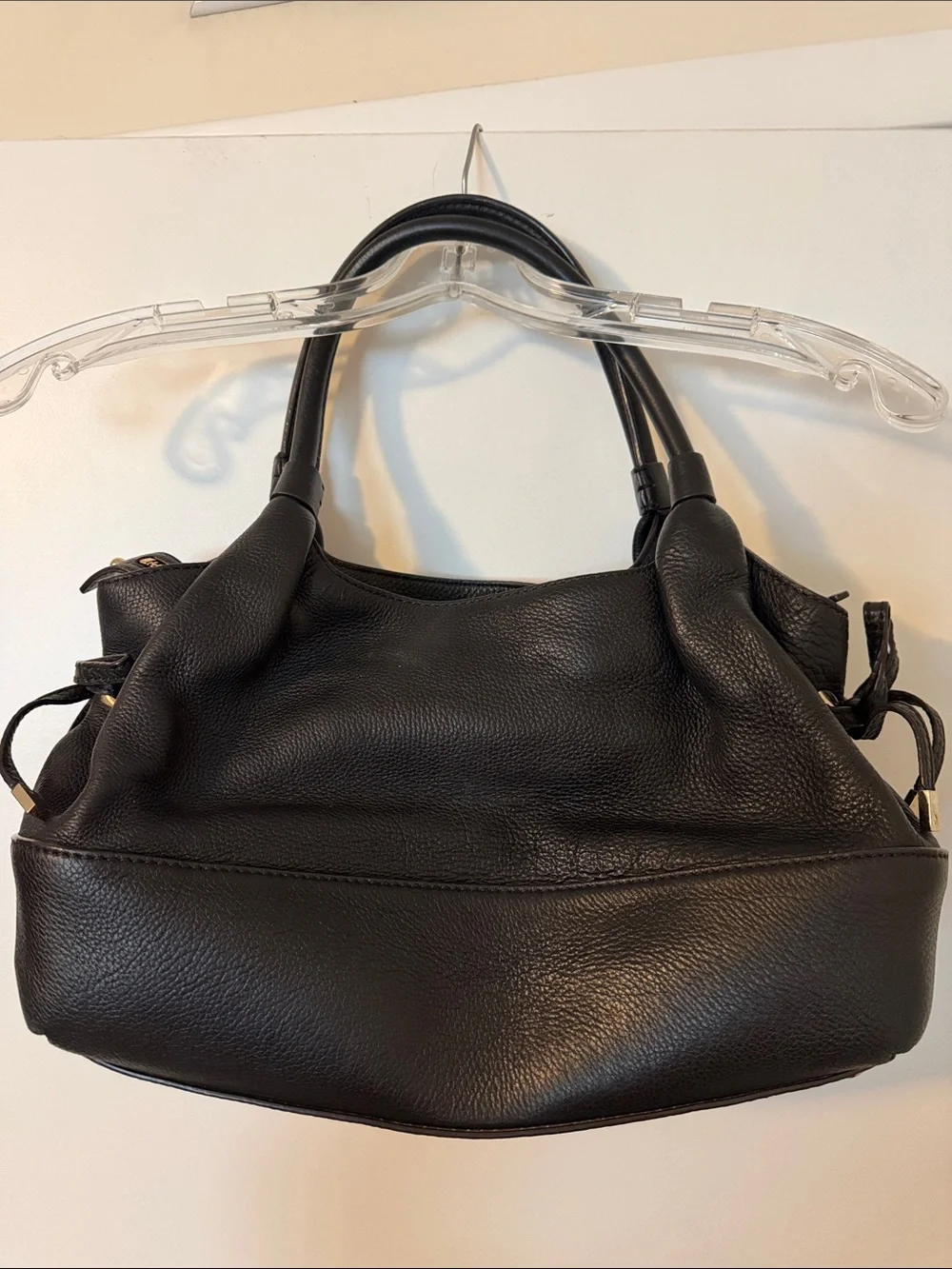 kate spade Black Pebbled Leather Shoulder Bag with Gold Logo